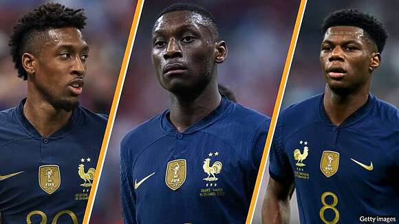 ثلاثي المنتخب الفرنسي أوريليان تشاويميني، وكينغسلي كومان، وراندال كولو مواني