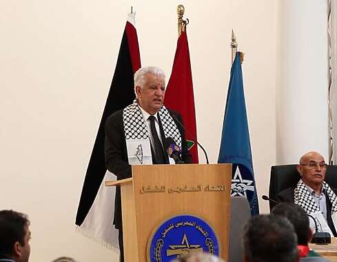 السفير الفلسطيني لدى المملكة المغربية، جمال الشوبكي بمقر الاتحاد المغربي للشغل