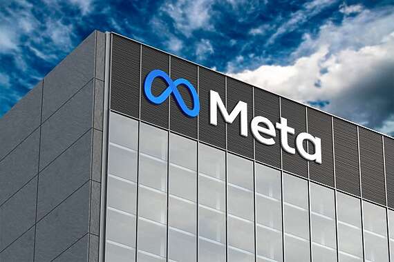 September 7, 2022, Brazil. In this photo illustration in 3D the Meta Platforms logo seen on top of the glass building