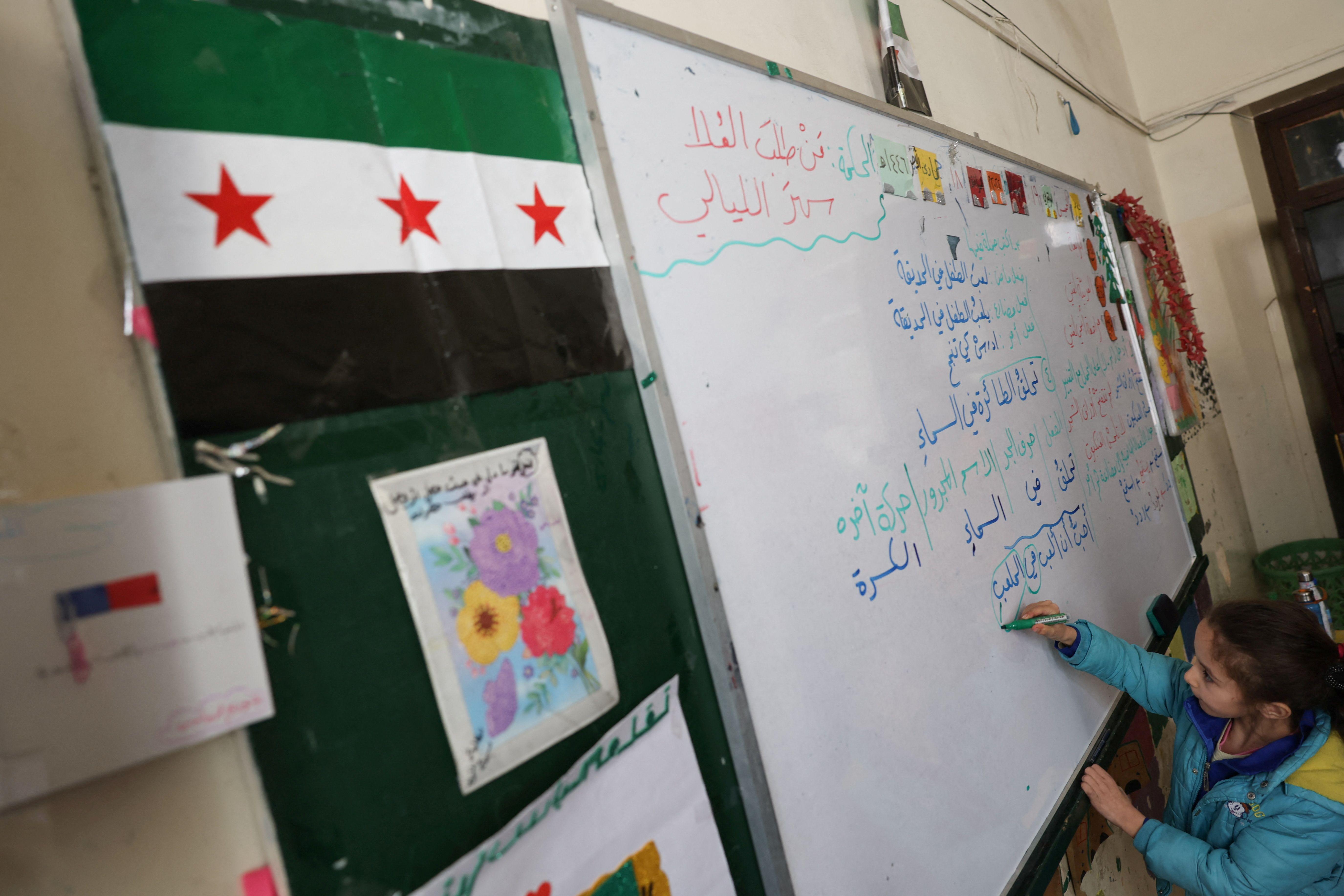 أحد الفصول الدراسية بعد إعادة فتح المدارس في دمشق