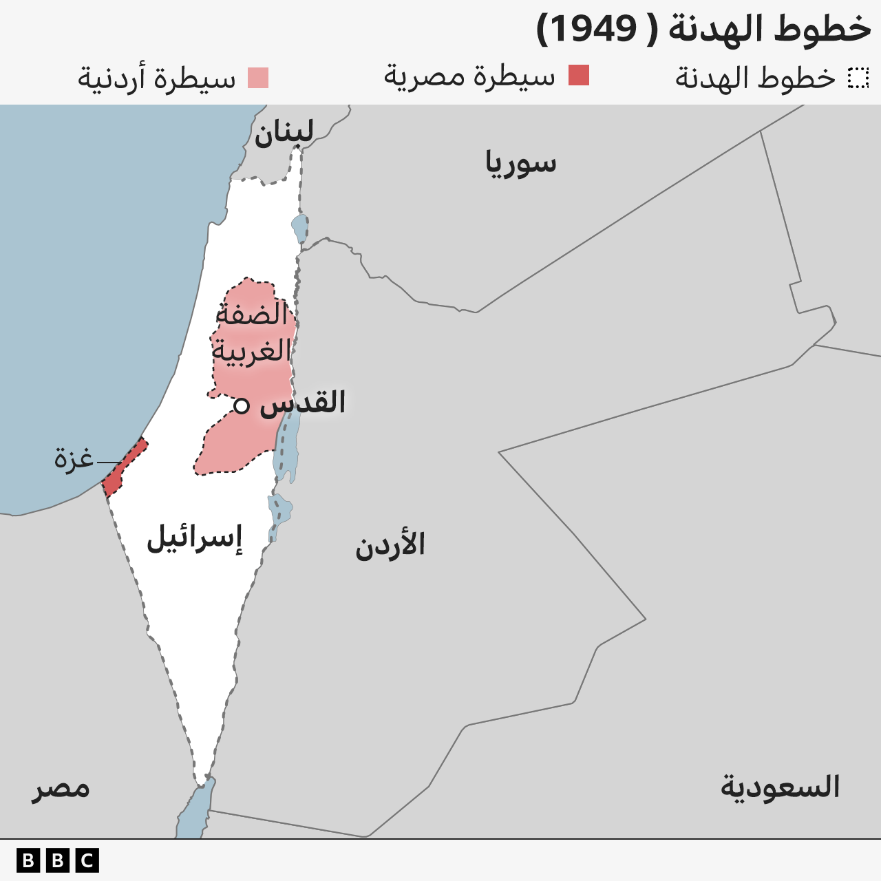 خطوط الهدنة وحدود إسرائيل بعد انتهاء حرب 1948
