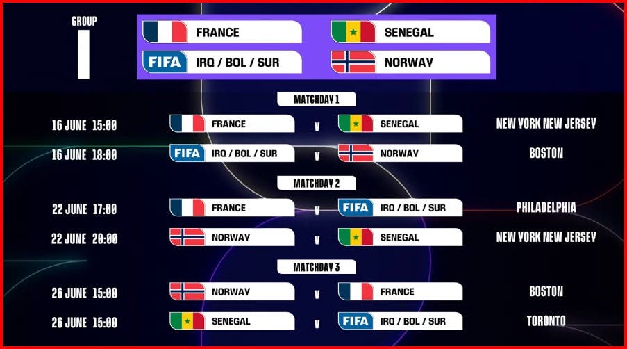 تعرف على البرنامج الكامل لمباريات دور المجموعات لكأس العالم 2026 (صور) 9 تعرف على البرنامج الكامل لمباريات دور المجموعات لكأس العالم 2026 (صور)