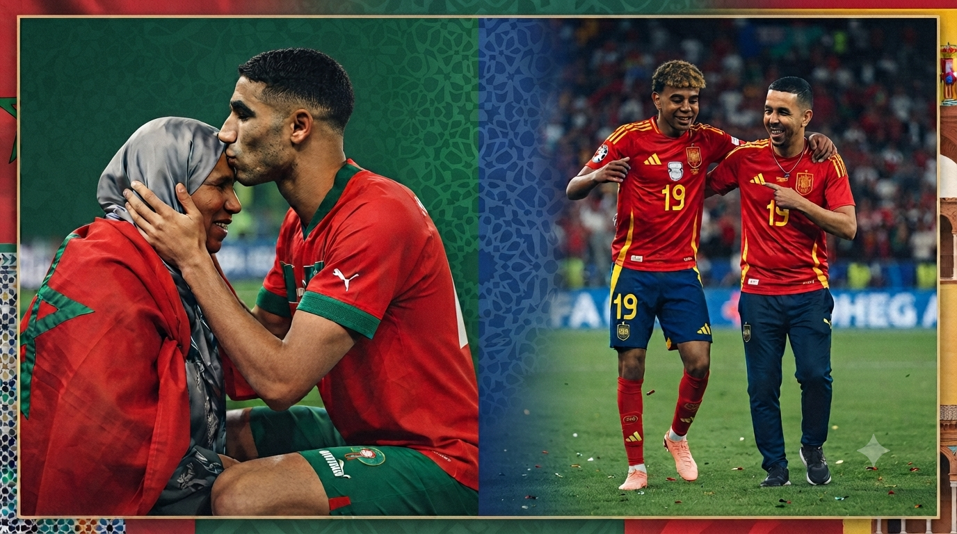 علاش كاين التركيز على أمهات اللاعبين كثر من آبائهم، هاهو الصابيري عنق مو من بعد البيت، شوفحكيمي باس راس مو بين الأشواط، فيناهوما آباء اللعابة واش غير كيصيرو عليهم مكيتسالو فيهم والو، واخا يكونوا هاربين عليهم بالنفقة مايديروش ليهم هاد الحالة، كيفاش المنتخب كيساهم في ترسيخ فكرة المغربي ولد مو